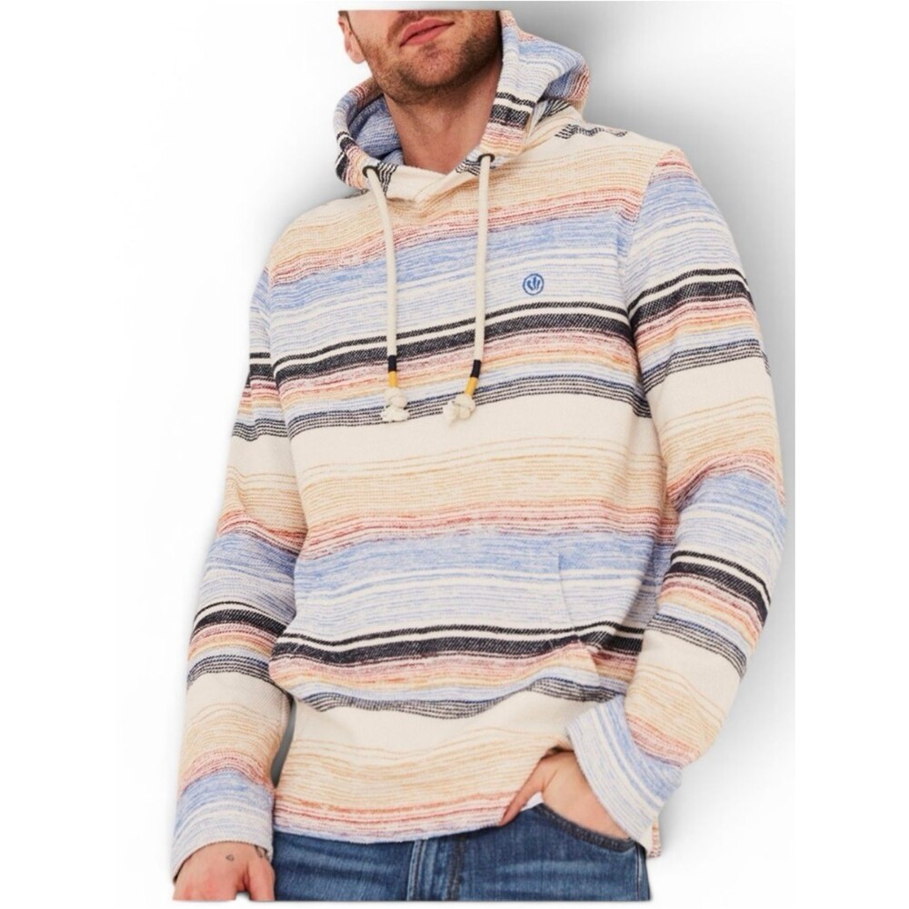 Fat Face Men's Striped Hooded Pullover - Cream, Blue & Peach